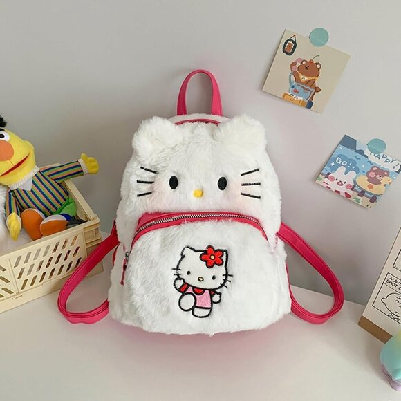 Cute Plush Backpack Soft Fluffy Cartoon Shoulder Bag for Women Gift main image 4